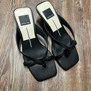 Vintage Y2K Dolce Vita black and white square toe kitten heel sandals